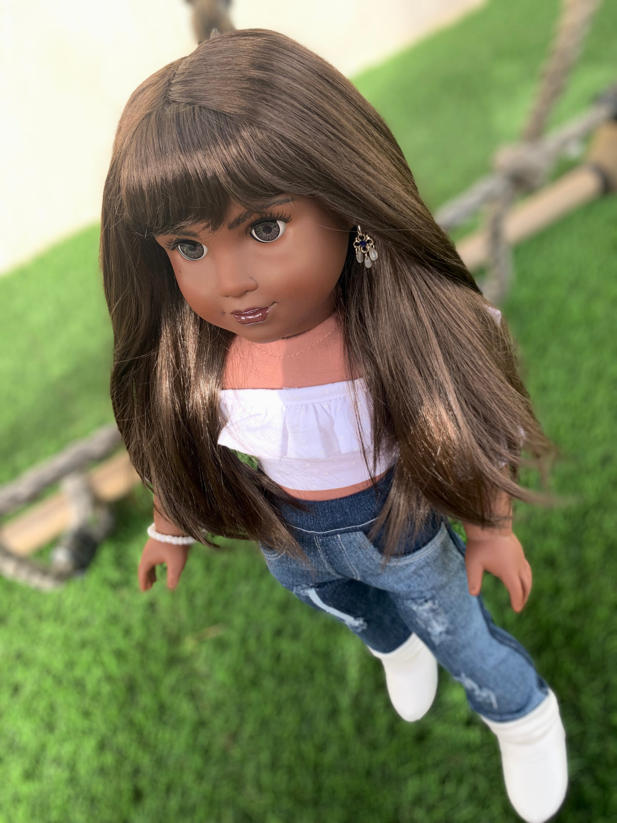 Zazou Dolls Custom doll wig for 18" American Girl Dolls - Vegan Mohair - fits 10-11" head size of  dolls such as OG Blythe BJD Gotz meadowdolls