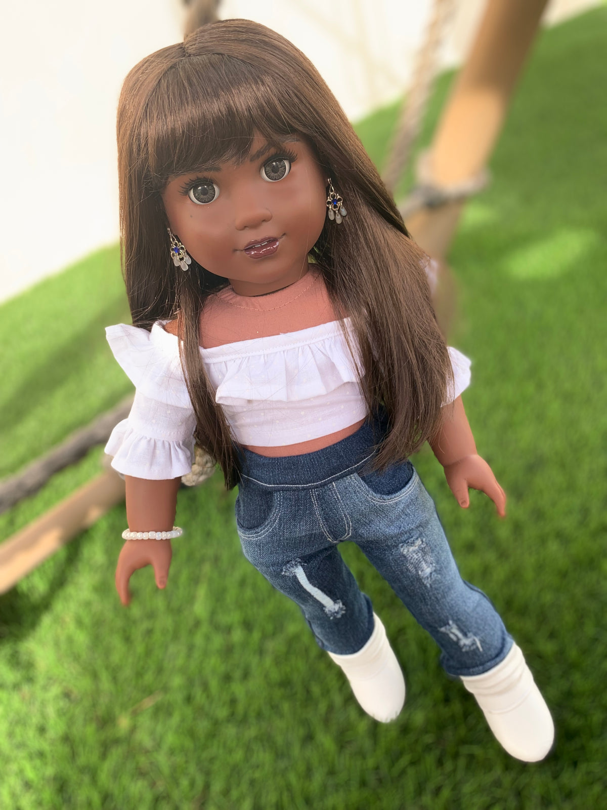 Zazou Dolls Custom doll wig for 18" American Girl Dolls - Vegan Mohair - fits 10-11" head size of  dolls such as OG Blythe BJD Gotz meadowdolls
