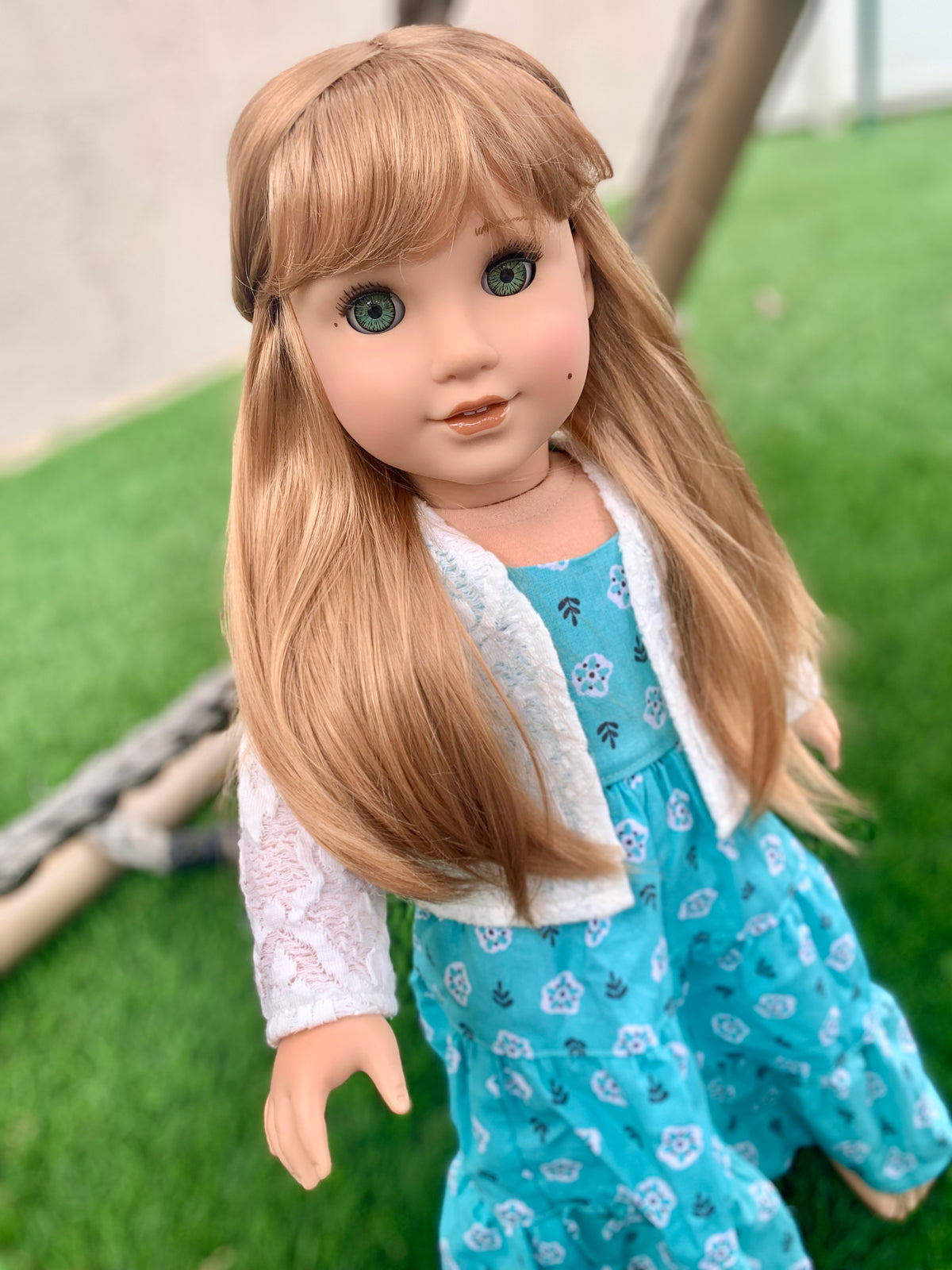 Zazou Dolls Custom doll wig for 18" American Girl Dolls - Vegan Mohair - fits 10-11" head size of  dolls such as OG Blythe BJD Gotz meadowdolls