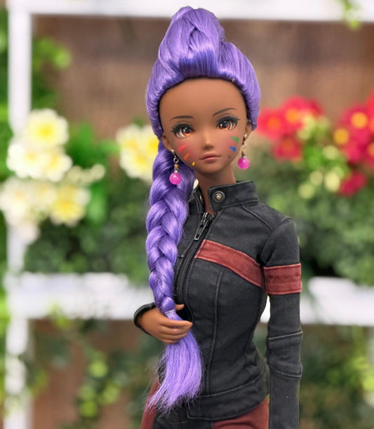 Zazou Dolls Kpop Rumi Custom doll Wig for Smart Dolls - Tangle Resistant- 8.5" head size of Bjd, SD, Dollfie Dream dolls Purple
