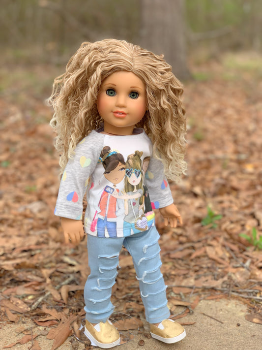 Zazou Custom doll wig for 18" American girl  Dolls - Heat Safe - Tangle Resistant - fits 10-11" head size of 18" dolls OG Blythe BJD Gotz