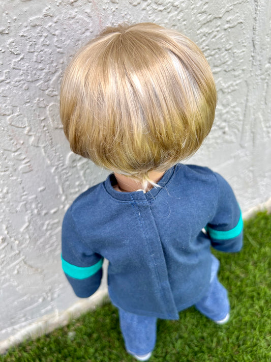 American Girl Doll  Custom 18 Inch doll Vegan Mohair Wig | 10-11 Head Size "Stretch Cap" | Made to Fit 18’’ American Girl Doll OG Meadowdolls Boy