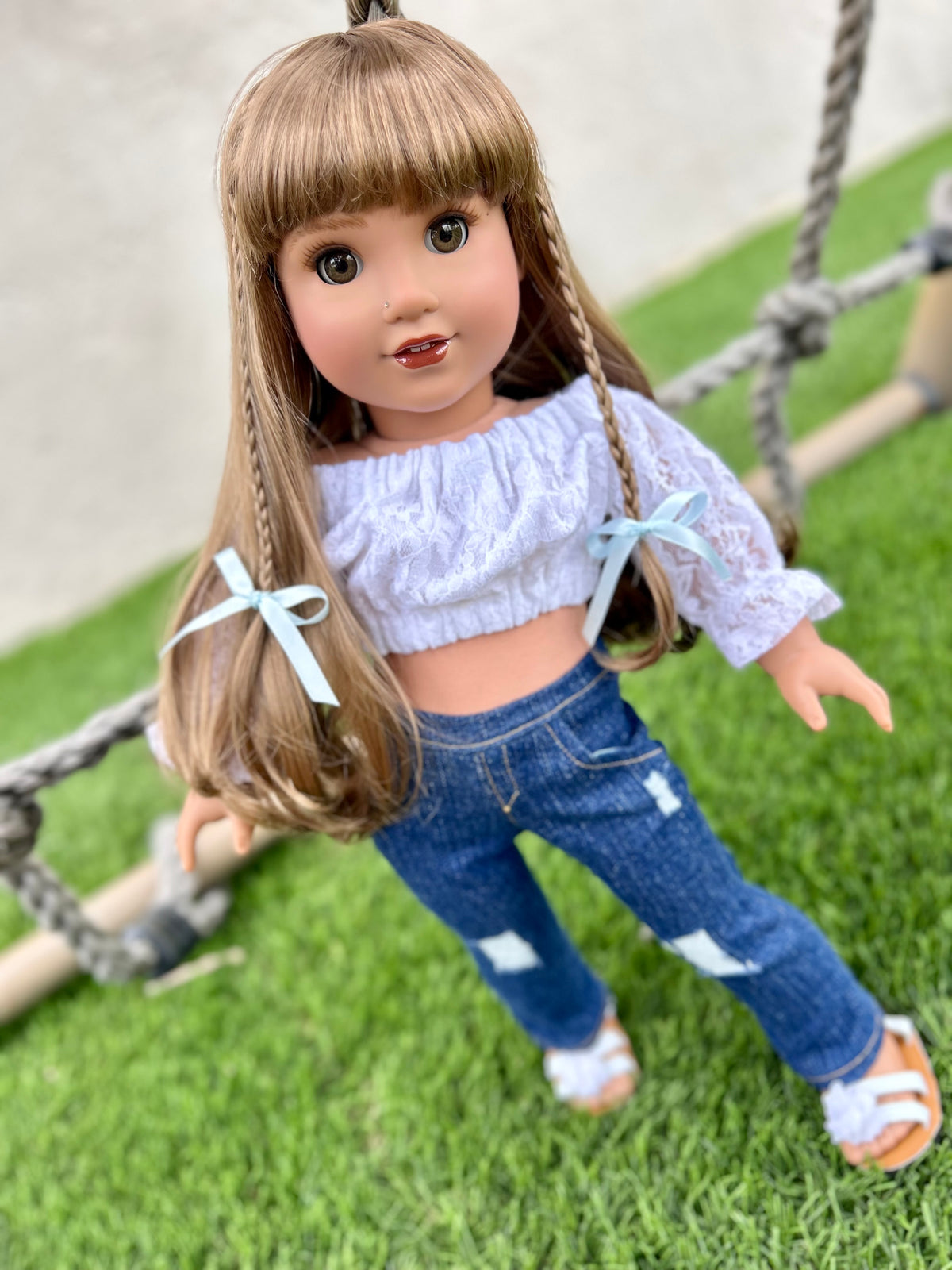 Zazou Dolls Custom doll wig for 18" American Girl Dolls - Vegan Mohair - fits 10-11" head size of  dolls such as OG Blythe BJD Gotz meadowdolls