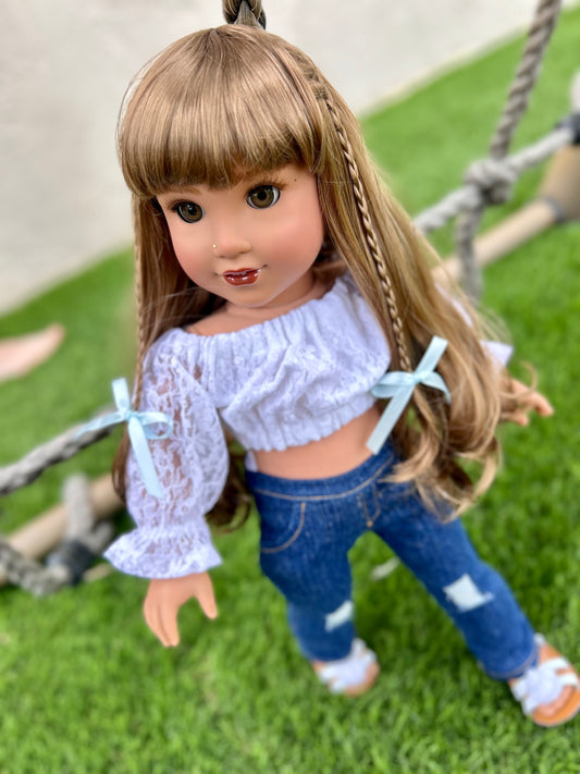 Zazou Dolls Custom doll wig for 18" American Girl Dolls - Vegan Mohair - fits 10-11" head size of  dolls such as OG Blythe BJD Gotz meadowdolls