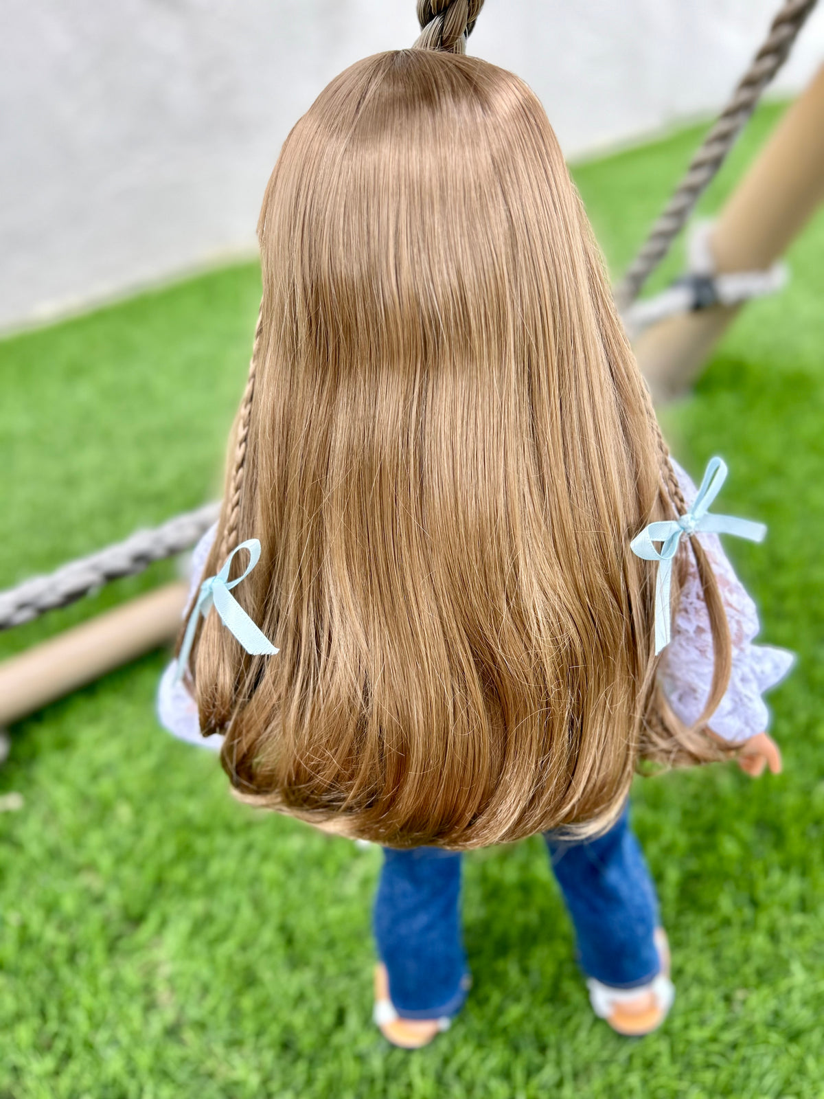 Zazou Dolls Custom doll wig for 18" American Girl Dolls - Vegan Mohair - fits 10-11" head size of  dolls such as OG Blythe BJD Gotz meadowdolls