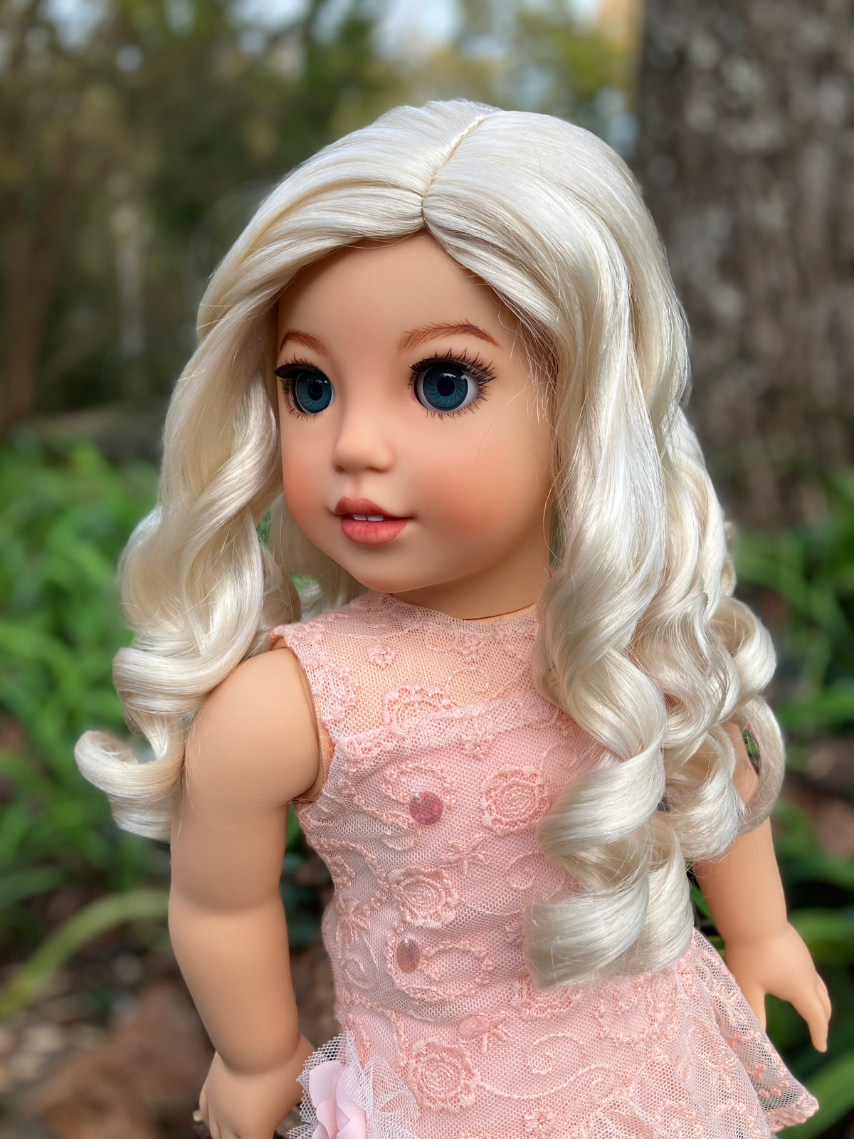 Zazou Dolls Custom doll wig for 18" American Girl Dolls - Vegan Mohair - fits 10-11" head size of  dolls such as OG Blythe BJD Gotz meadowdolls