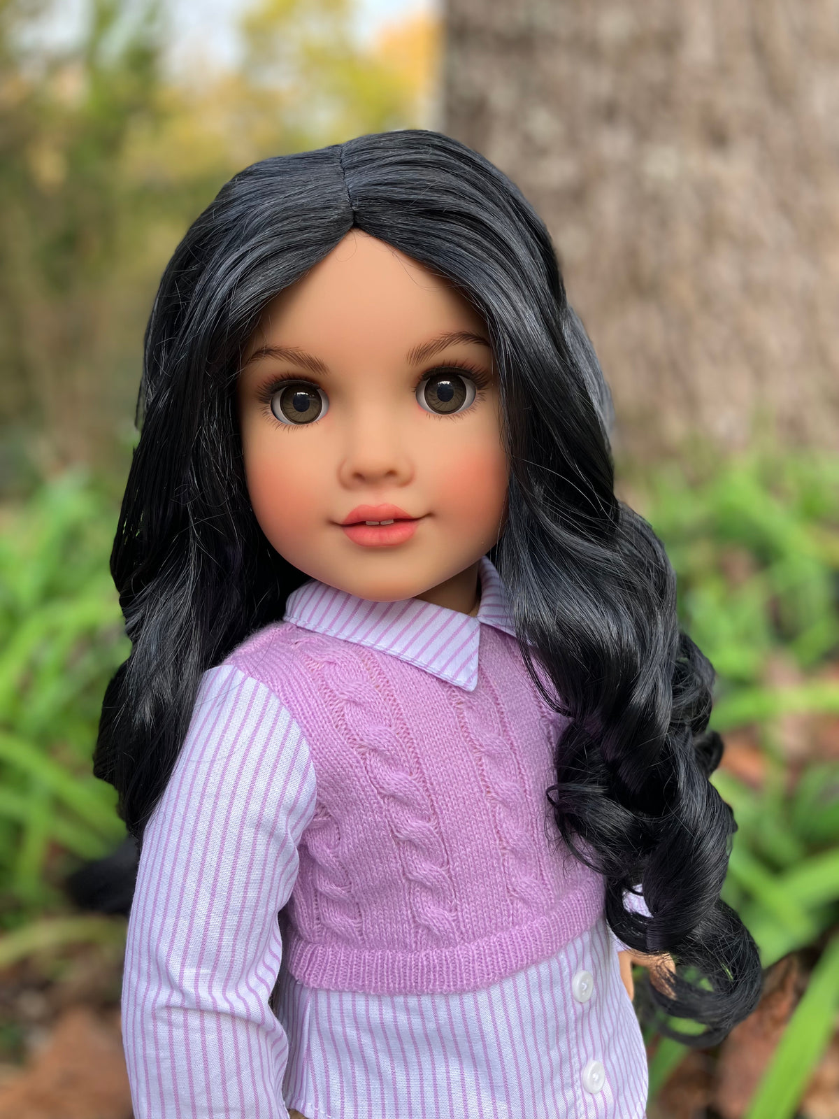 Zazou Dolls Custom doll wig for 18" American Girl Dolls - Vegan Mohair - fits 10-11" head size of  dolls such as OG Blythe BJD Gotz meadowdolls
