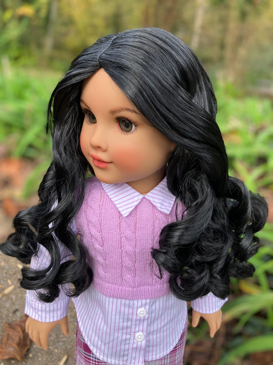 Zazou Dolls Custom doll wig for 18" American Girl Dolls - Vegan Mohair - fits 10-11" head size of  dolls such as OG Blythe BJD Gotz meadowdolls