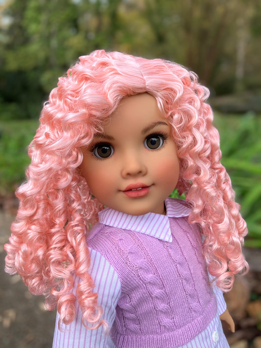 Zazou Dolls Custom doll wig for 18" American Girl Dolls - Vegan Mohair - fits 10-11" head size of  dolls such as OG Blythe BJD Gotz meadowdolls
