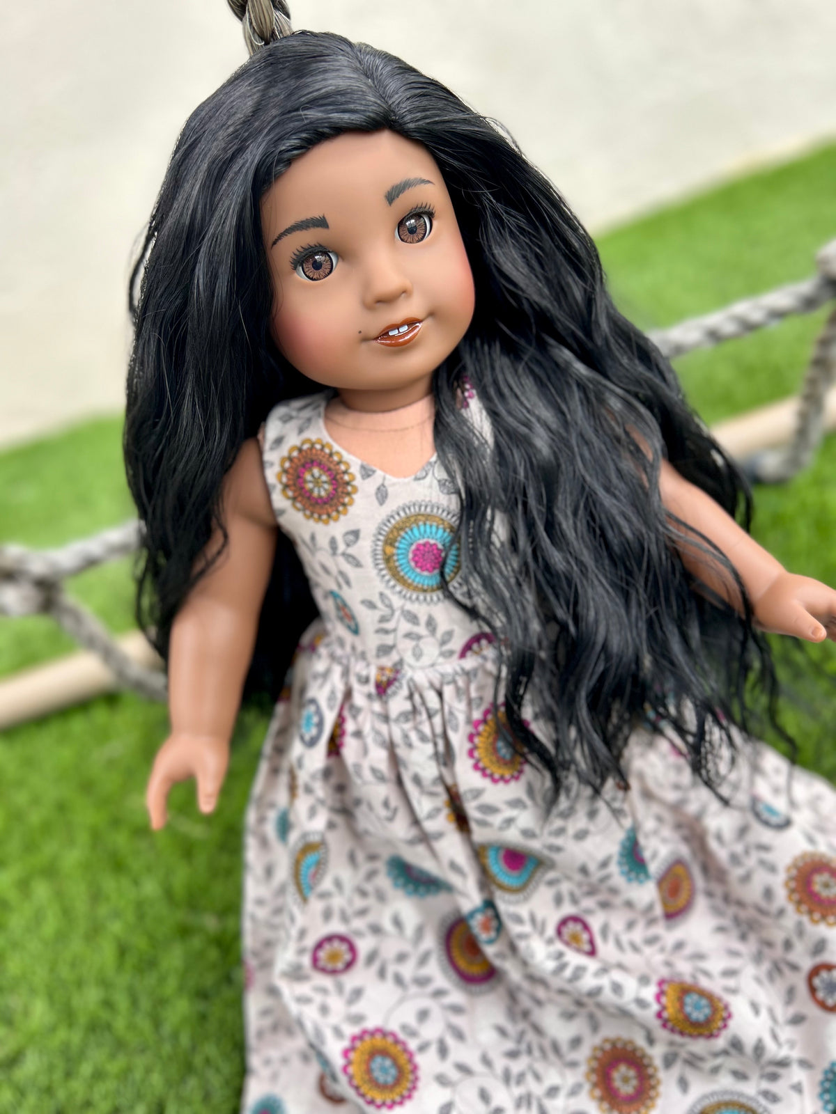 Zazou  Custom doll wig for 18" American Dolls - Heat Safe - Tangle Resistant - fits 11" head size of 18" dolls OG Gotz Beach Waves