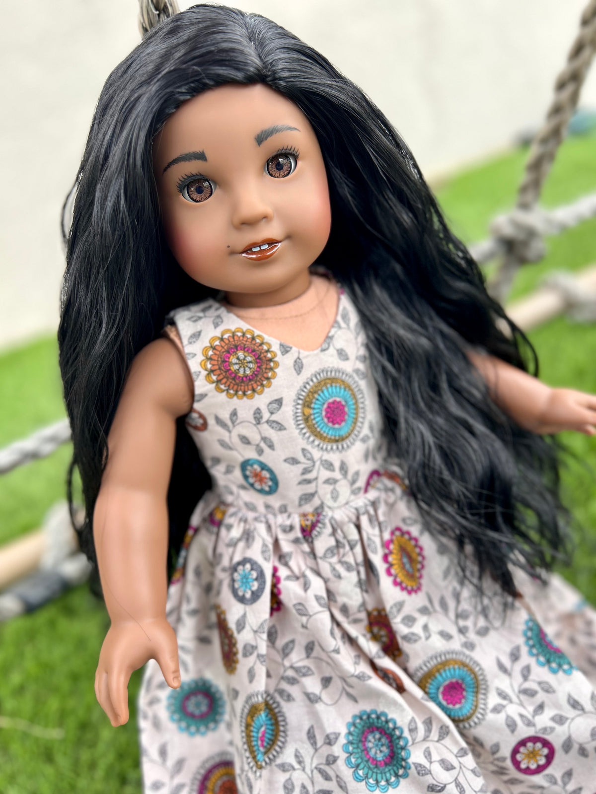 Zazou  Custom doll wig for 18" American Dolls - Heat Safe - Tangle Resistant - fits 11" head size of 18" dolls OG Gotz Beach Waves
