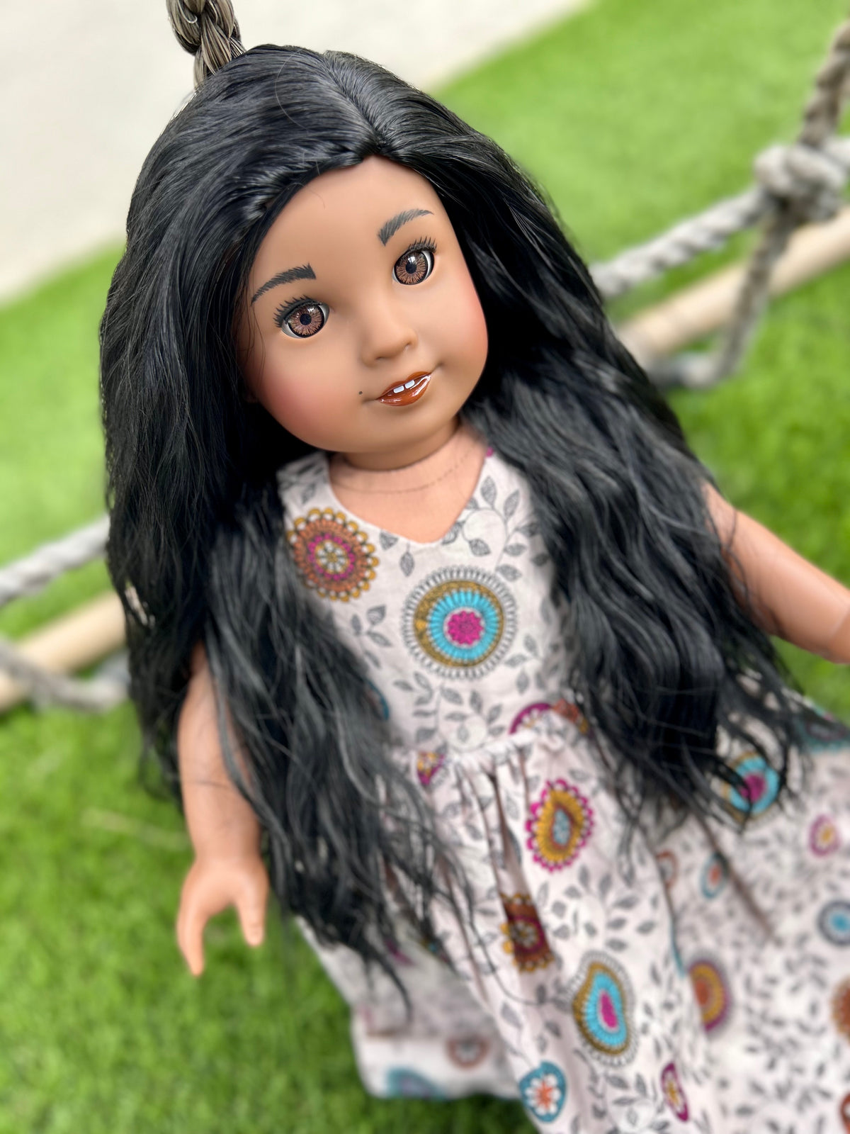 Zazou  Custom doll wig for 18" American Dolls - Heat Safe - Tangle Resistant - fits 11" head size of 18" dolls OG Gotz Beach Waves