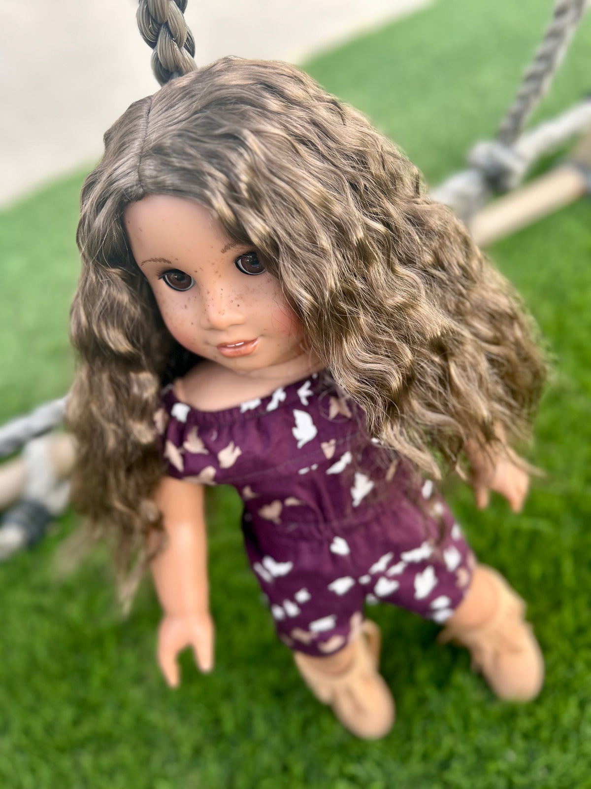 Zazou Dolls Custom doll wig for 18" American Girl Dolls - Vegan Mohair - fits 10-11" head size of  dolls such as OG Blythe BJD Gotz meadowdolls