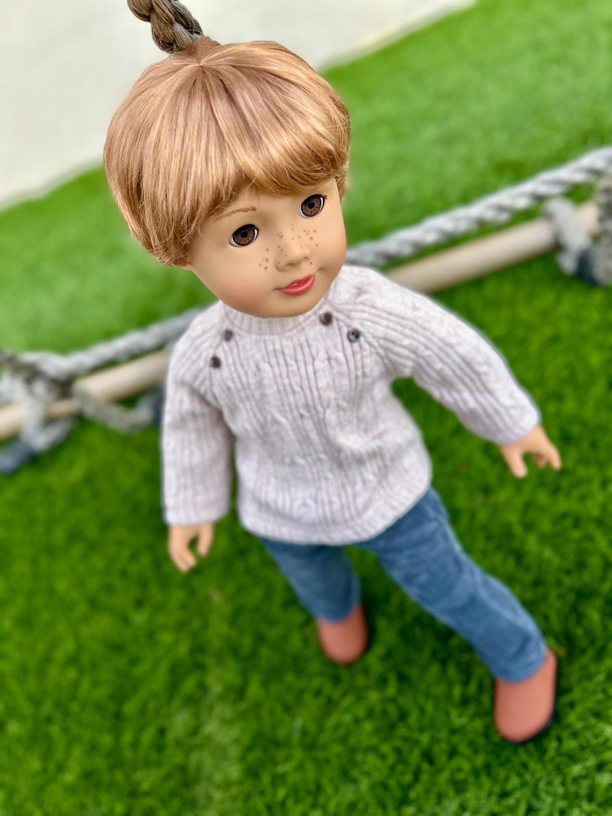 Zazou Dolls Custom doll wig for 18" American Girl Dolls - Vegan Mohair - fits 10-11" head size of  dolls such as OG Blythe BJD Gotz meadowdolls BOY