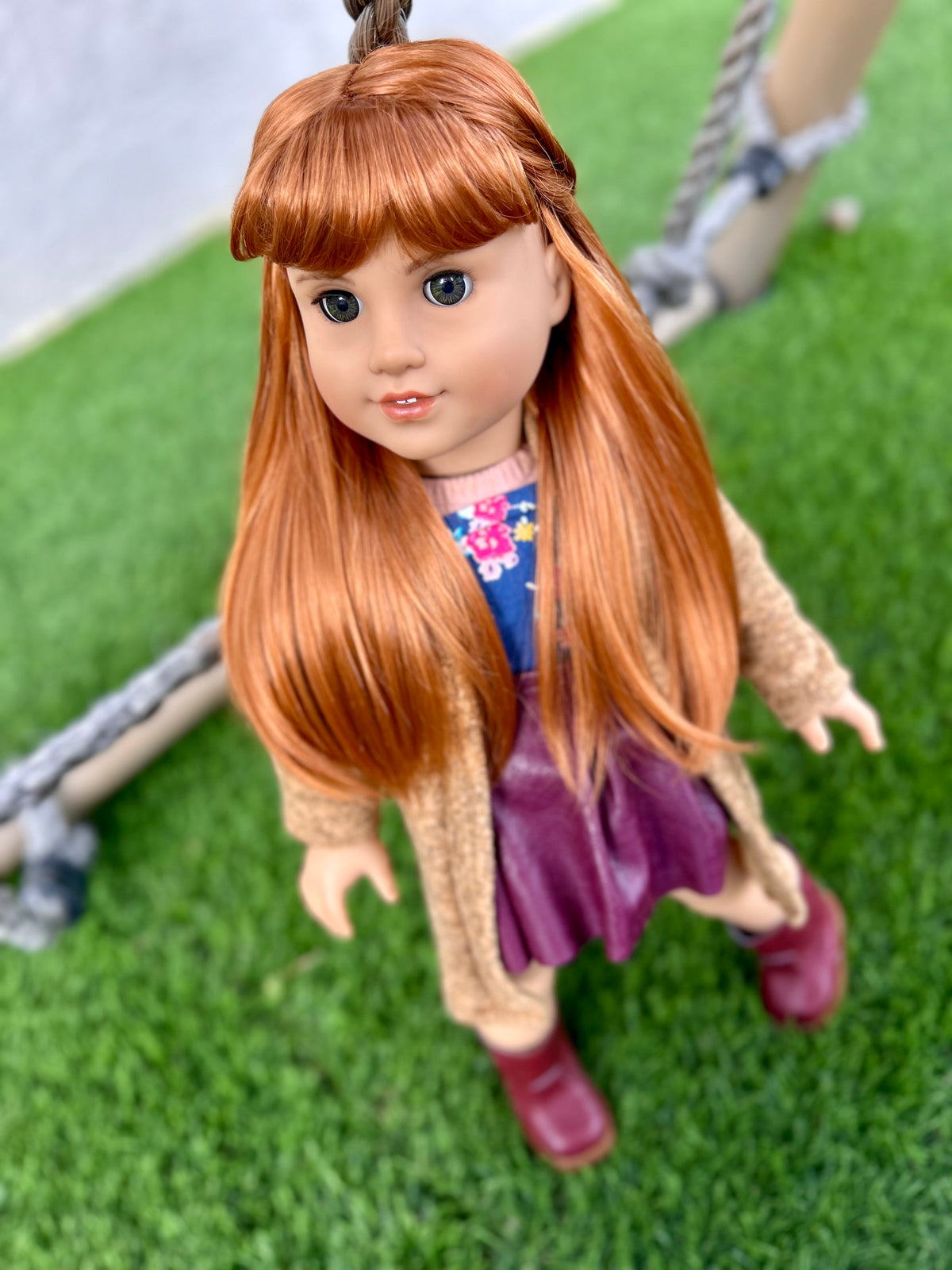 Zazou Dolls Custom doll wig for 18" American Girl Dolls - Vegan Mohair - fits 10-11" head size of  dolls such as OG Blythe BJD Gotz meadowdolls