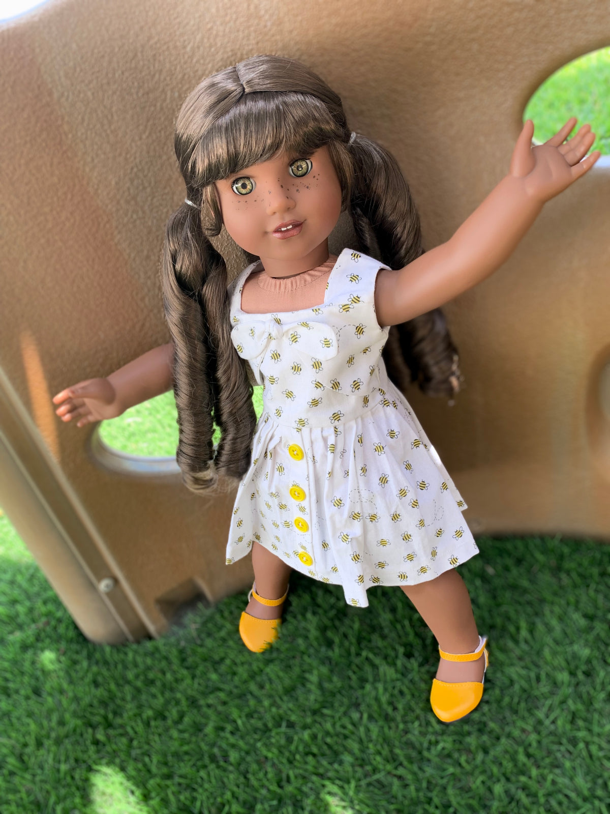 Zazou Dolls Custom doll wig for 18" American Girl Dolls - Vegan Mohair - fits 10-11" head size of  dolls such as OG Blythe BJD Gotz meadowdolls