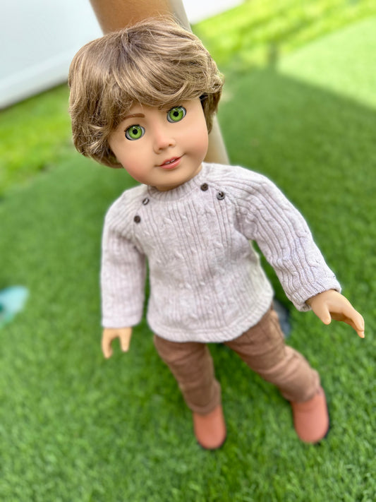 Zazou Custom 18 Inch doll Modacrylic Mohair Wig | 10-11 Head Size "Stretch Cap" | Made to Fit 18’’ American Girl Doll OG Meadowdolls BOY