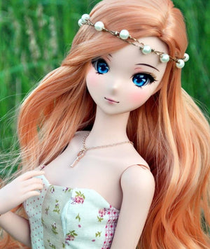 PREORDER ZaZou Luxury Peach WIG for Smart Doll, Ruby Red Fashion Friends, 18" MSD BJD Kaye Wiggs