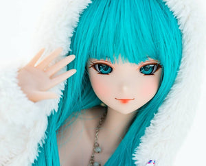 PREORDER ZaZou Luxury Teal WIG for Smart Doll, Ruby Red Fashion Friends, 18" MSD BJD Kaye Wiggs