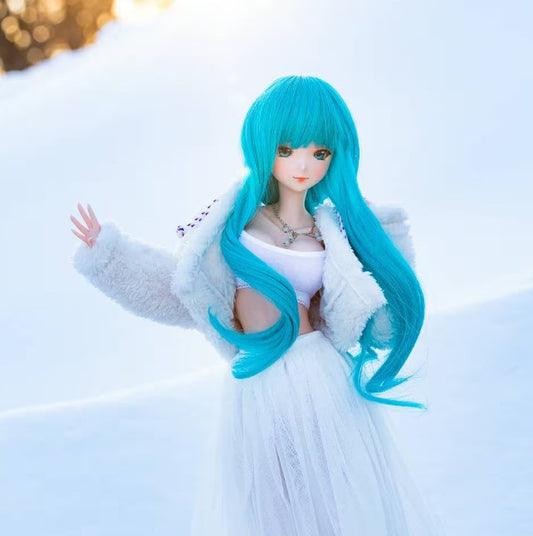 PREORDER ZaZou Luxury Teal WIG for Smart Doll, Ruby Red Fashion Friends, 18" MSD BJD Kaye Wiggs
