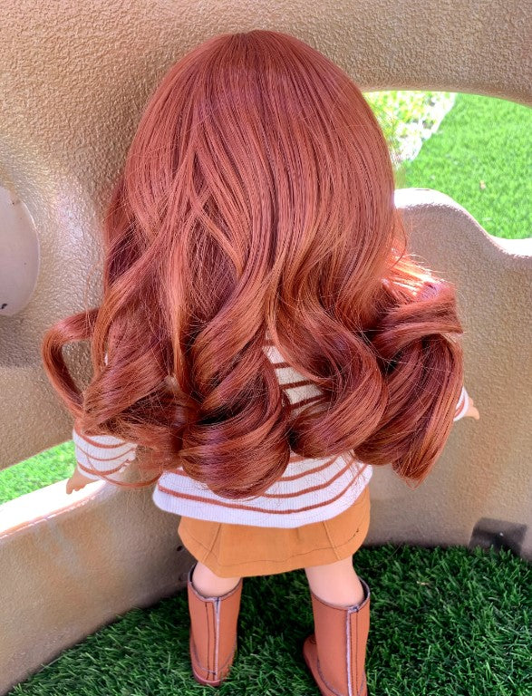 Custom doll wig for 18" American Girl Dolls -Heat & Tangle Resistant - fits 10-11" size of 18" dolls OG Blythe BJD Gotz  Red bangs