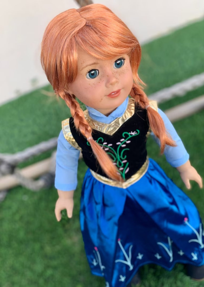 Zazou Dolls Custom 18 Inch doll "Vegan Mohair" Wig | 10-11 Head Size "Stretch Cap" | Made to Fit 18’’ American Doll OG Meadowdolls Anna