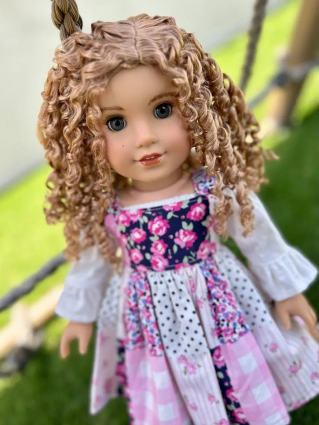 Zazou Dolls Custom 18 Inch doll Vegan Mohair Wig | 11-12" Head Size "Stretch Cap" | Made to Fit 18’’ American Doll OG Meadowdolls Ardyn
