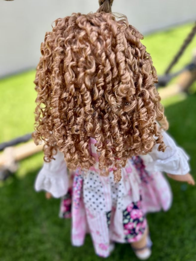 Zazou Dolls Custom 18 Inch doll Vegan Mohair Wig | 11-12" Head Size "Stretch Cap" | Made to Fit 18’’ American Doll OG Meadowdolls Ardyn