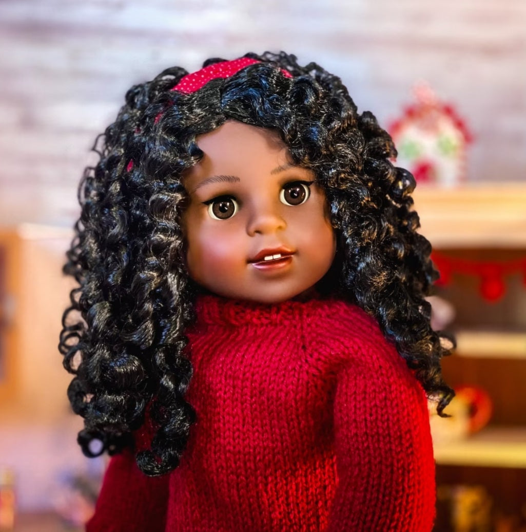 Zazou Signature Vegan Mohair™ Fiber for 18 Inch doll - 12" Stretch Cap Doll Hair | Made for American Doll OG Meadowdolls Saffi