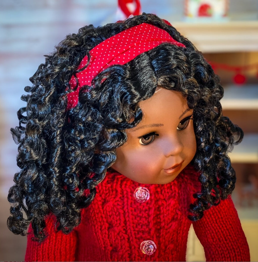 Zazou Signature Vegan Mohair™ Fiber for 18 Inch doll - 12" Stretch Cap Doll Hair | Made for American Doll OG Meadowdolls Saffi