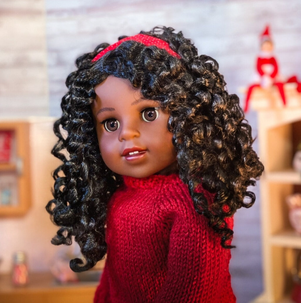 Zazou Signature Vegan Mohair™ Fiber for 18 Inch doll - 12" Stretch Cap Doll Hair | Made for American Doll OG Meadowdolls Saffi