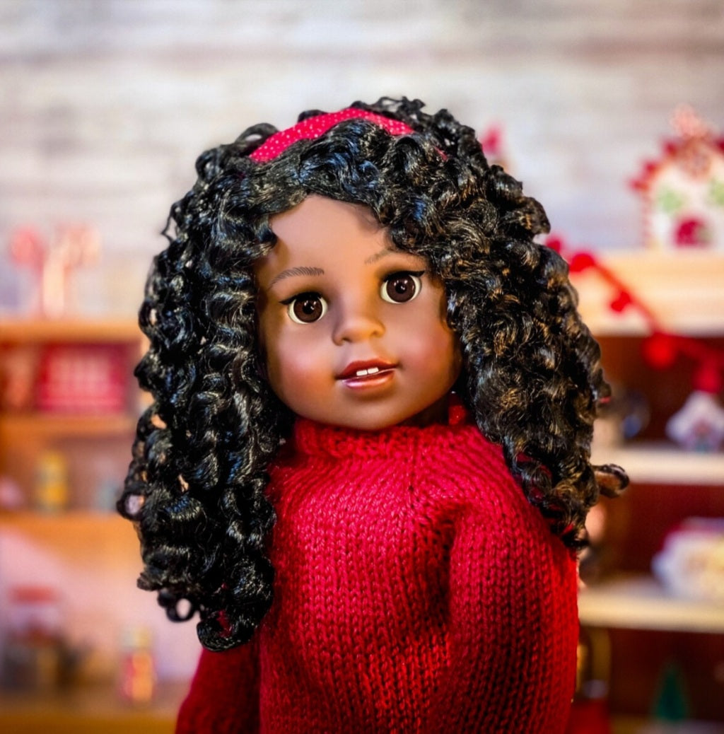 Zazou Signature Vegan Mohair™ Fiber for 18 Inch doll - 12" Stretch Cap Doll Hair | Made for American Doll OG Meadowdolls Saffi