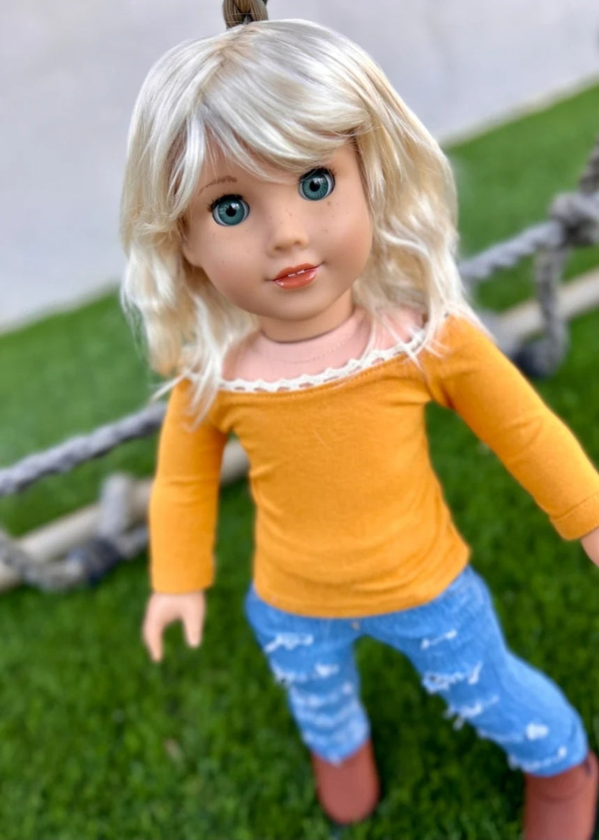 American Girl Doll  Custom 18 Inch doll Vegan Mohair Wig | 10-11 Head Size "Stretch Cap" | Made to Fit 18’’ American Girl Doll OG Meadowdolls