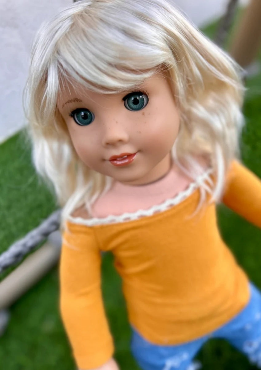 American Girl Doll  Custom 18 Inch doll Vegan Mohair Wig | 10-11 Head Size "Stretch Cap" | Made to Fit 18’’ American Girl Doll OG Meadowdolls