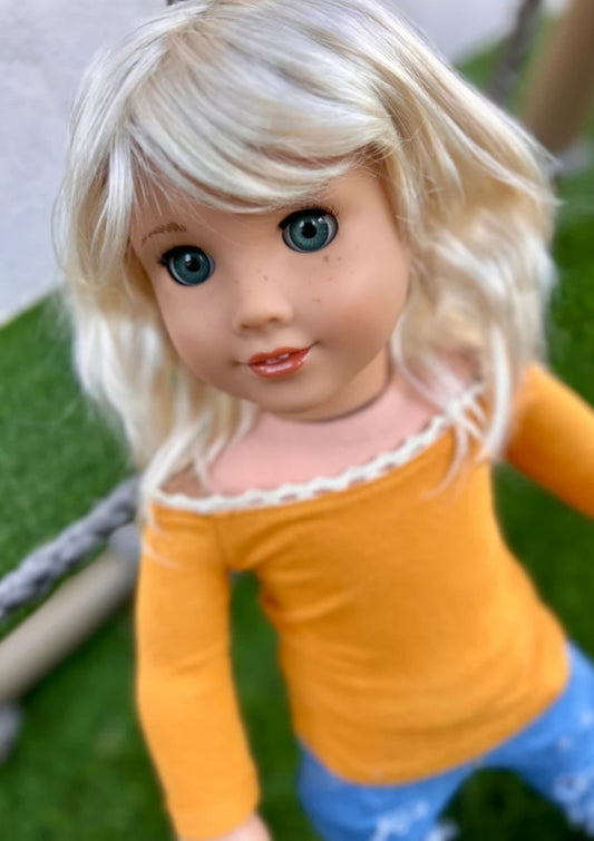 American Girl Doll  Custom 18 Inch doll Vegan Mohair Wig | 10-11 Head Size "Stretch Cap" | Made to Fit 18’’ American Girl Doll OG Meadowdolls