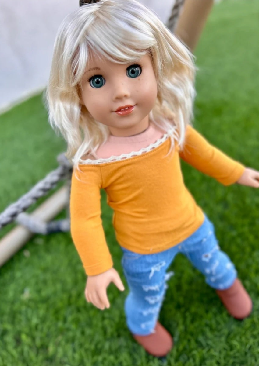 American Girl Doll  Custom 18 Inch doll Vegan Mohair Wig | 10-11 Head Size "Stretch Cap" | Made to Fit 18’’ American Girl Doll OG Meadowdolls