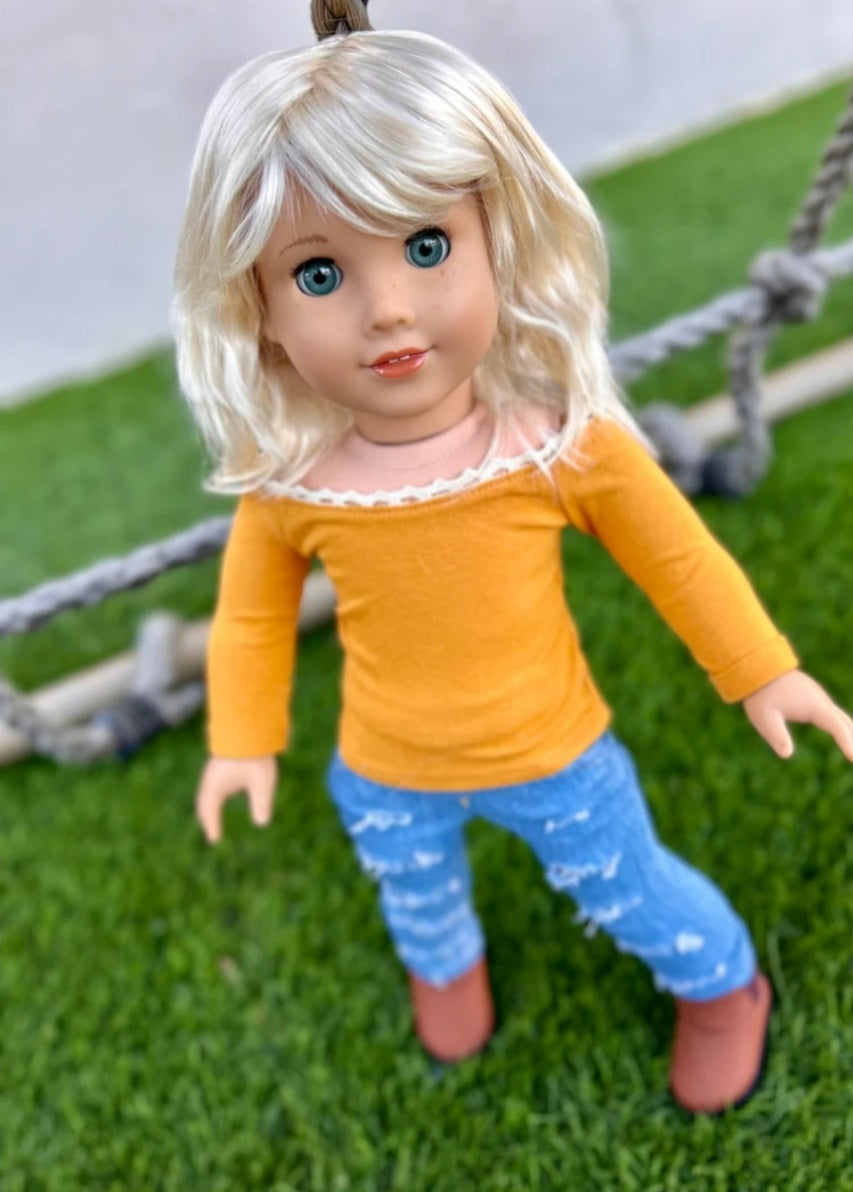 American Girl Doll  Custom 18 Inch doll Vegan Mohair Wig | 10-11 Head Size "Stretch Cap" | Made to Fit 18’’ American Girl Doll OG Meadowdolls