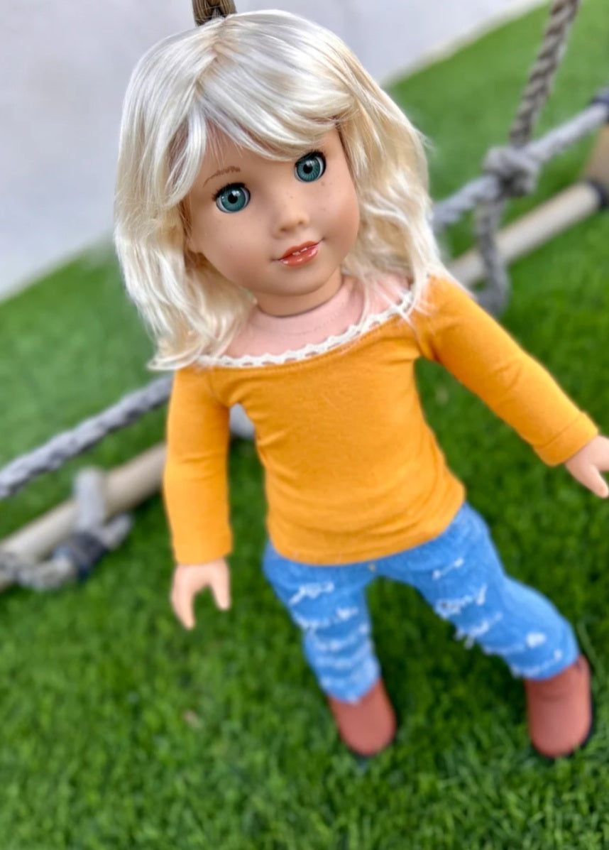 American Girl Doll  Custom 18 Inch doll Vegan Mohair Wig | 10-11 Head Size "Stretch Cap" | Made to Fit 18’’ American Girl Doll OG Meadowdolls