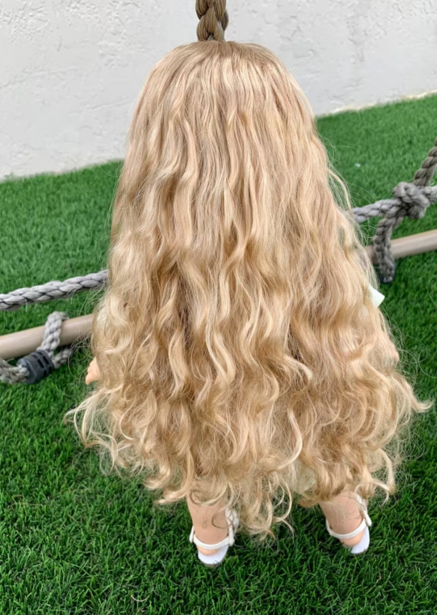 Zazou Dolls Custom doll wig for 18" American Girl Dolls - Vegan Mohair - fits 10-11" head size of  dolls such as OG Blythe BJD Gotz meadowdolls (Copy)