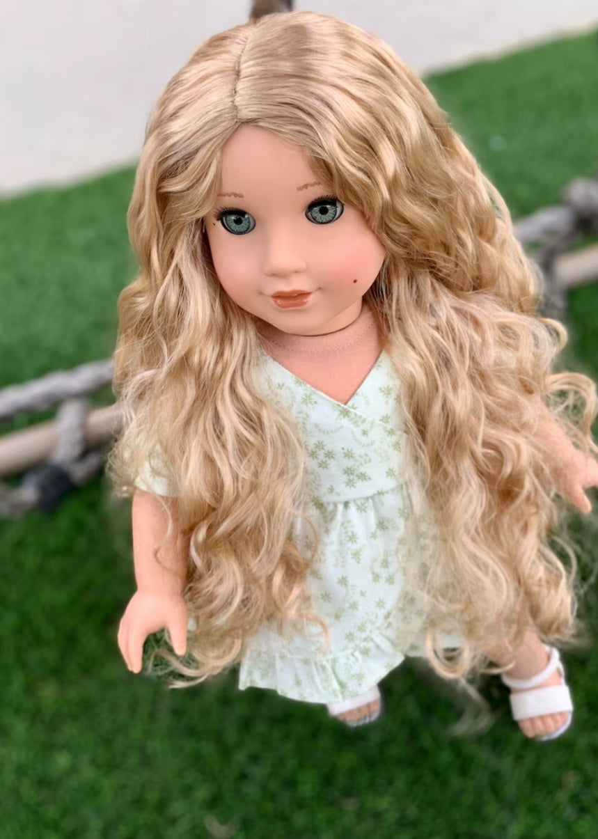 Zazou Dolls Custom doll wig for 18" American Girl Dolls - Vegan Mohair - fits 10-11" head size of  dolls such as OG Blythe BJD Gotz meadowdolls (Copy)