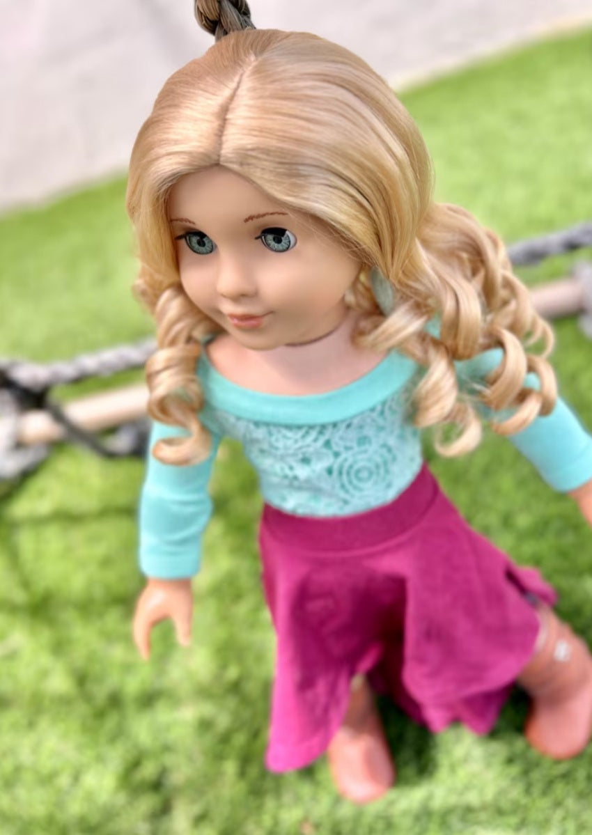 American Girl Doll  Custom 18 Inch doll Vegan Mohair Wig | 10-11 Head Size "Stretch Cap" | Made to Fit 18’’ American Girl Doll OG Meadowdolls
