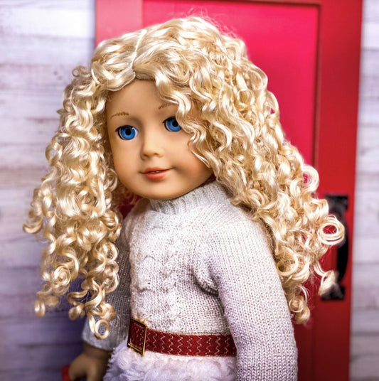 Zazou Dolls Custom 18 Inch doll Vegan Mohair Wig | 11-12" Head Size "Stretch Cap" | Made to Fit 18’’ American Doll OG Meadowdolls Ardyn