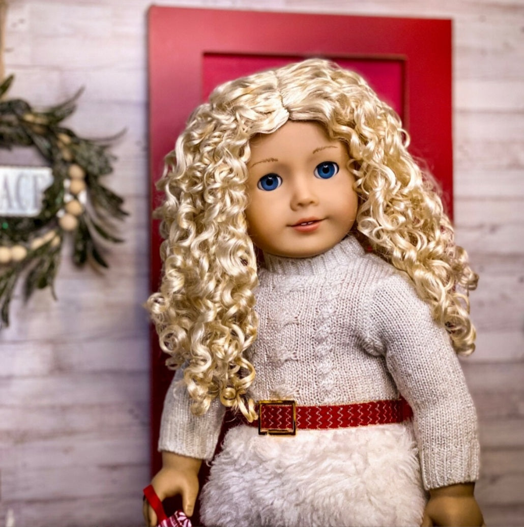 Zazou Dolls Custom 18 Inch doll Vegan Mohair Wig | 11-12" Head Size "Stretch Cap" | Made to Fit 18’’ American Doll OG Meadowdolls Ardyn
