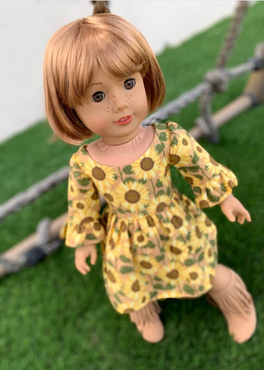 Custom doll wig for 18" American Dolls- Vegan Mohair - fits 11-12" head size "Stretch Cap" BJD Gotz meadowdolls Saffi Zazou