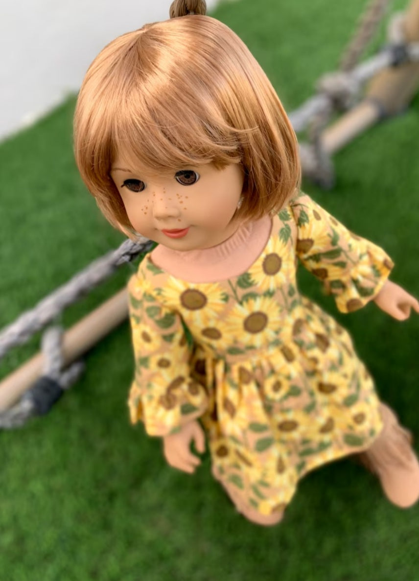 Custom doll wig for 18" American Dolls- Vegan Mohair - fits 11-12" head size "Stretch Cap" BJD Gotz meadowdolls Saffi Zazou