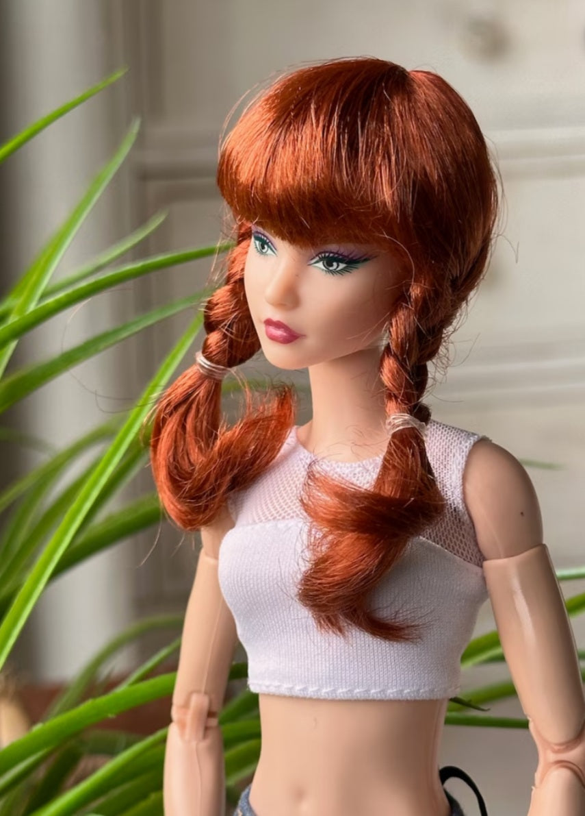 Bar Copper Vegan Mohair Wig for 1/6 Fashion Dolls, 3-4" Head