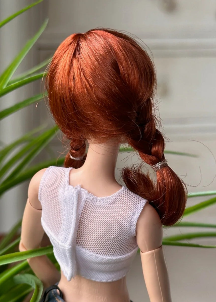 Bar Copper Vegan Mohair Wig for 1/6 Fashion Dolls, 3-4" Head