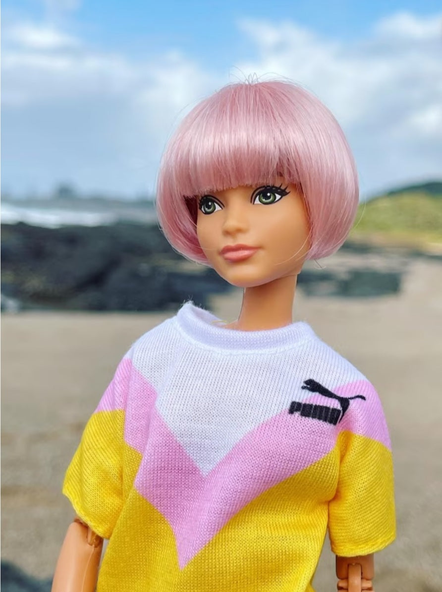 Merry Pink Vegan Mohair Wig for 1/6 Fashion Dolls, 3-4" Head