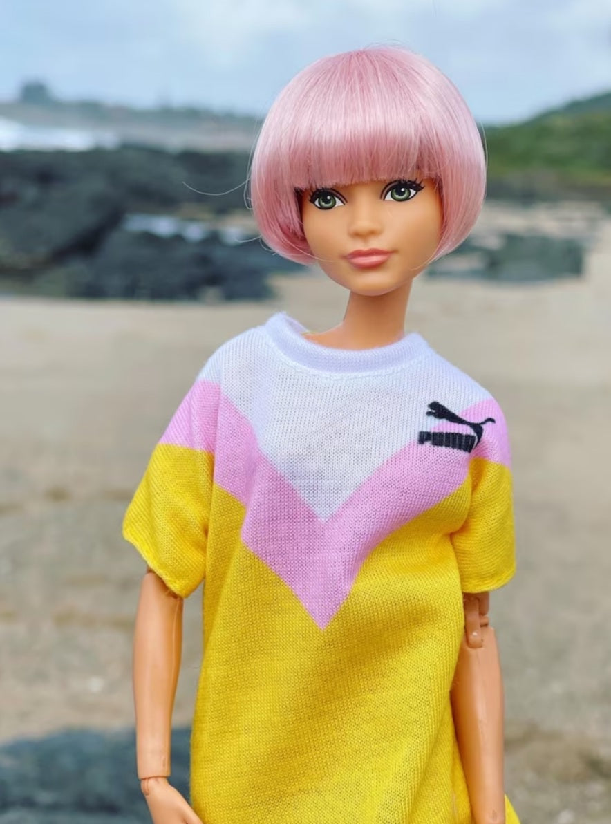 Merry Pink Vegan Mohair Wig for 1/6 Fashion Dolls, 3-4" Head