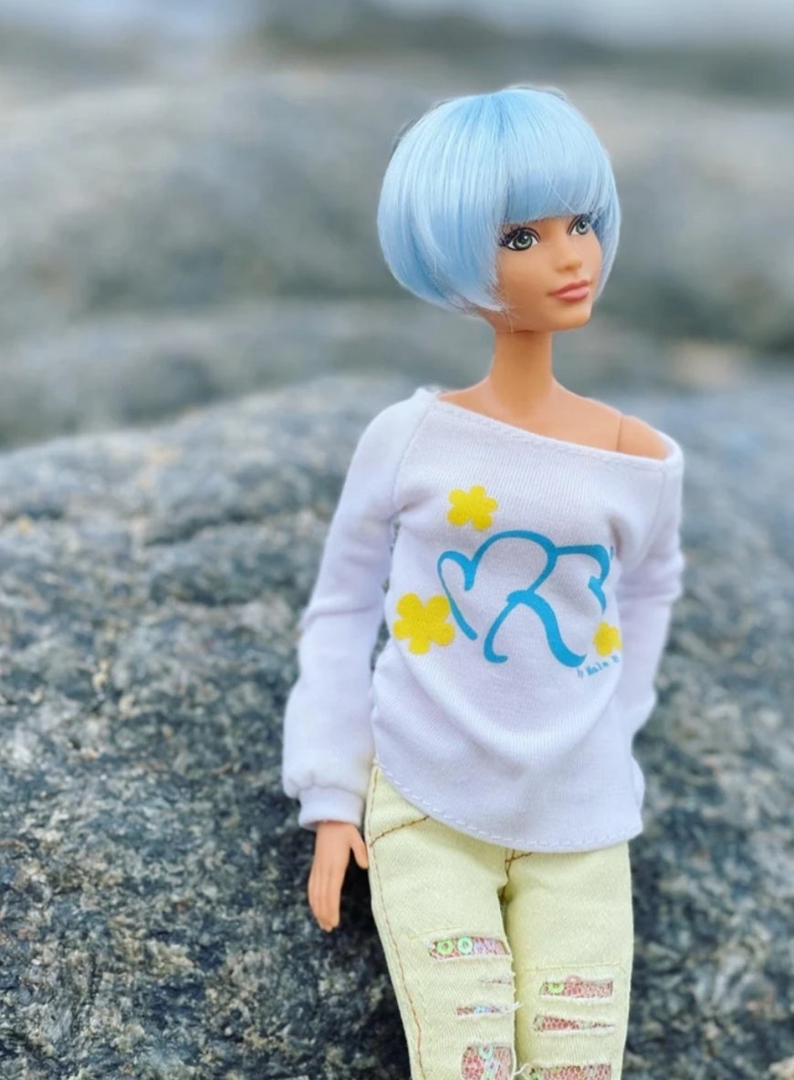 Summer Friday Vegan Mohair Wig for 1/6 Fashion Dolls, 3-4" Head
